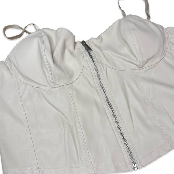 Plus Size White Faux Leather Zip-up Corset Top by Madden NYC - Size 3XL - Picture 4 of 10